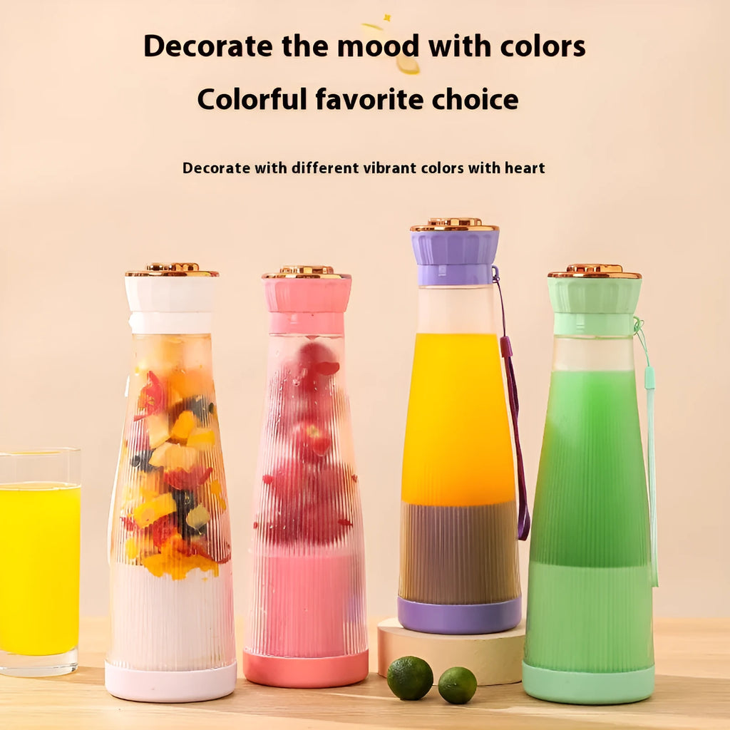 Portable electric juicer 400ml USB rechargeable in white light green pink or violet