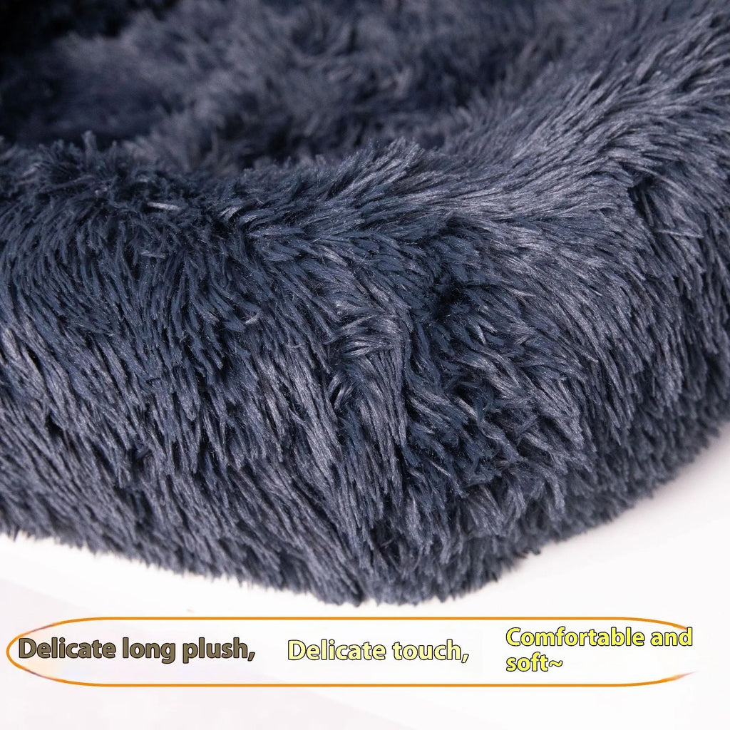 Dark grey thick cloth thermal pet mat shown on a car rear seat.