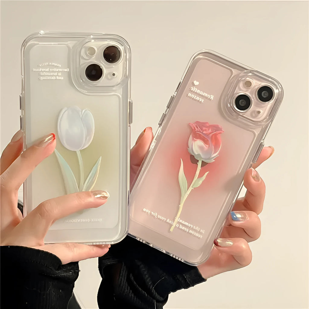 Tulip all-inclusive TPU phone case for Apple iPhone in gradient rose colour, shockproof and anti-fall design