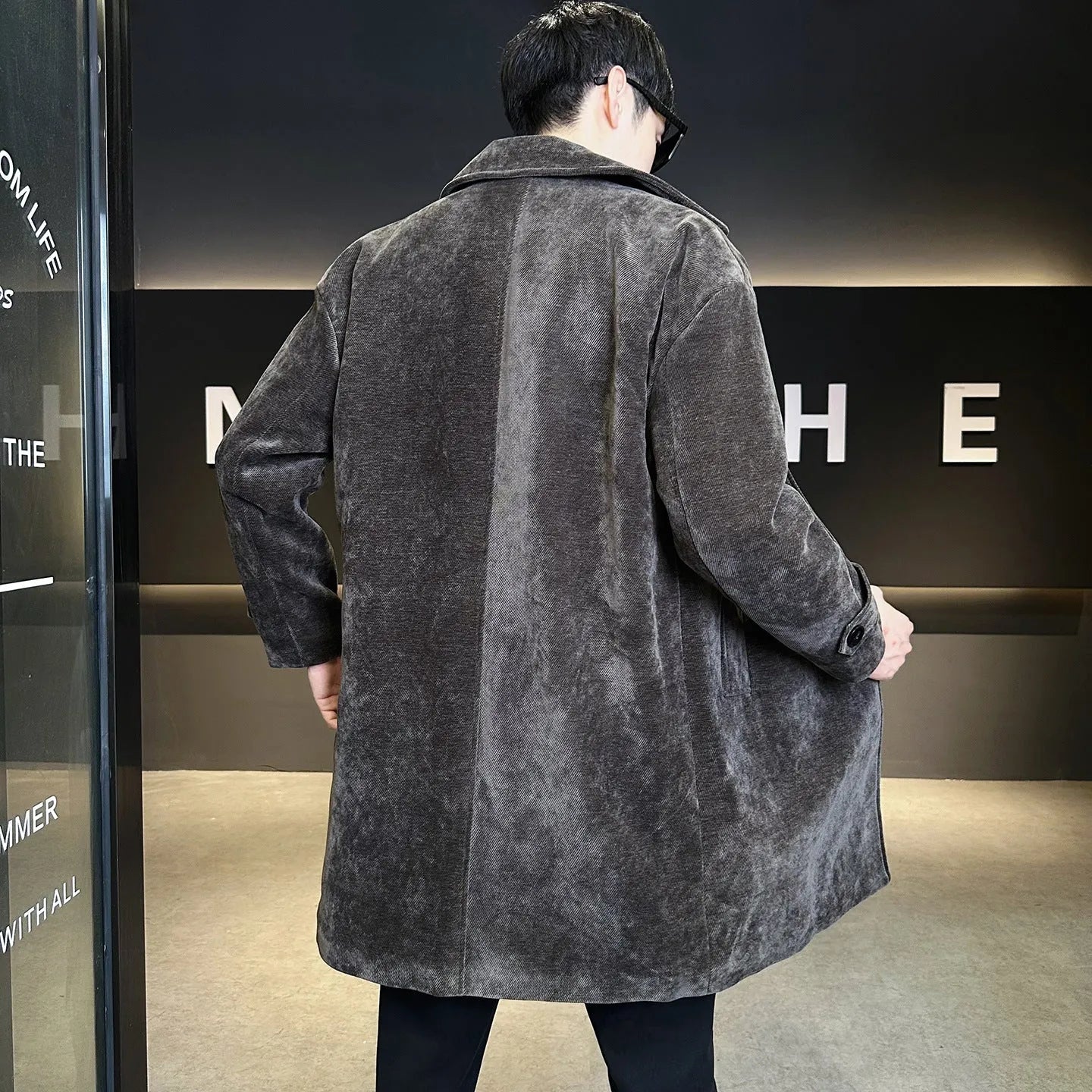 Long brown chenille cotton wool coat with thickened windproof jacket for winter