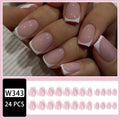 White plaid false nail tips set of 24 pieces with adhesive backing