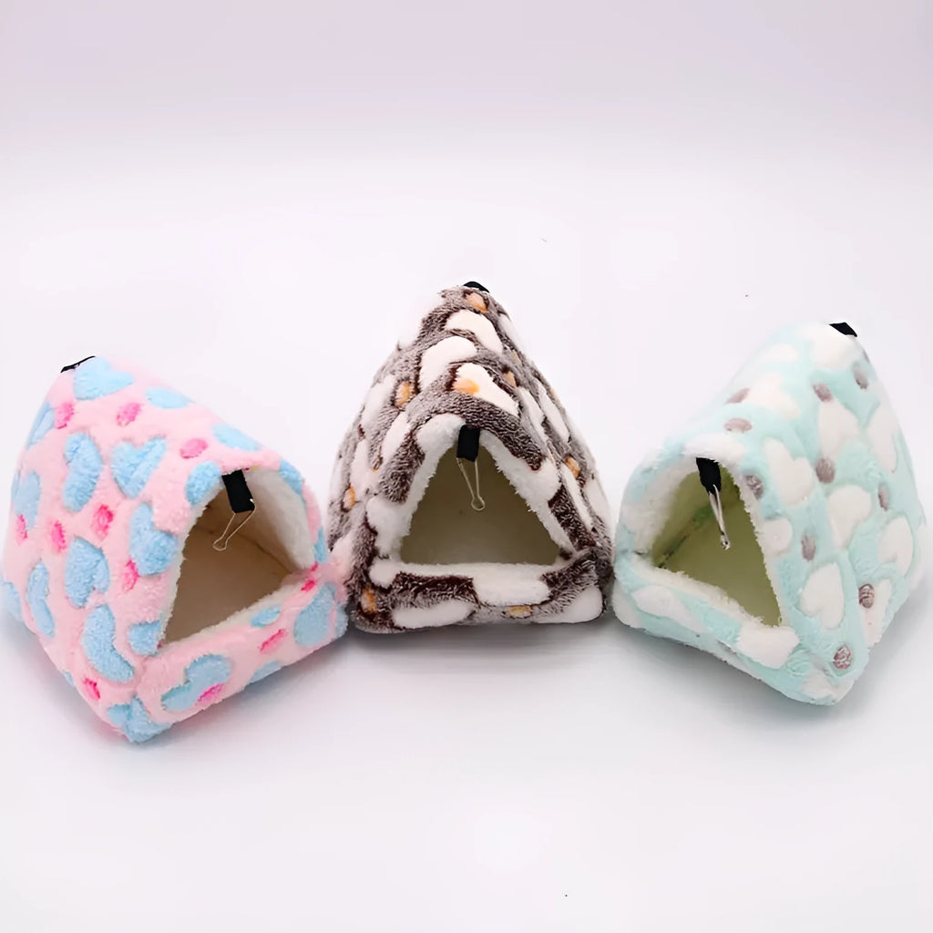 Flannel bread nest pet sleeping bag with hook in a cage for hamsters and small pets