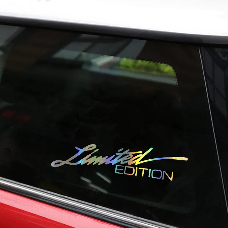 Laser reflective bumper sticker in black colour, 16x4cm, waterproof and sun-resistant