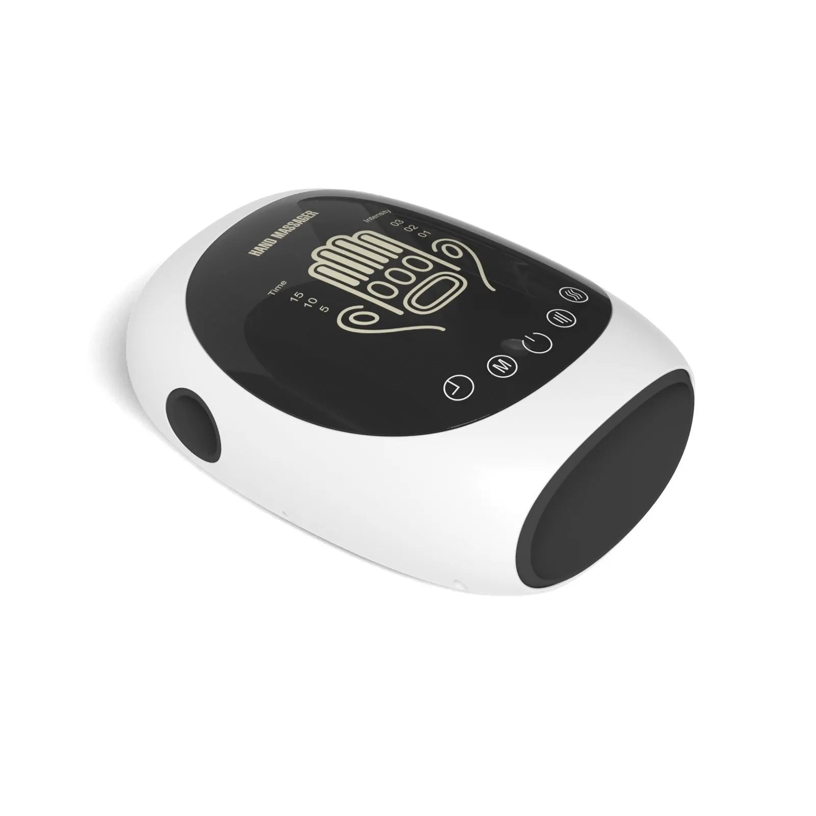 White electric hand massager with multi-point massage pads and infrared hot compress function