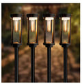 IP65 waterproof solar lawn lamp with tungsten wire filament and geometric ABS housing, 3000K warm light for garden decoration