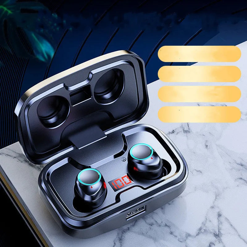 Wireless Bluetooth 5.0 in-ear earphones in black, blue or red colours with private mould design