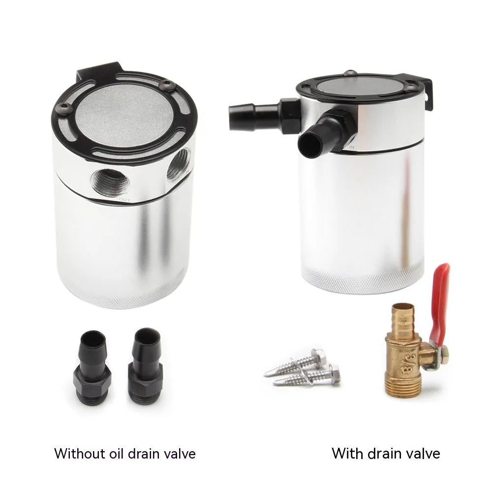 Aluminium automotive machine oil pot with two-hole design and oil-free valve