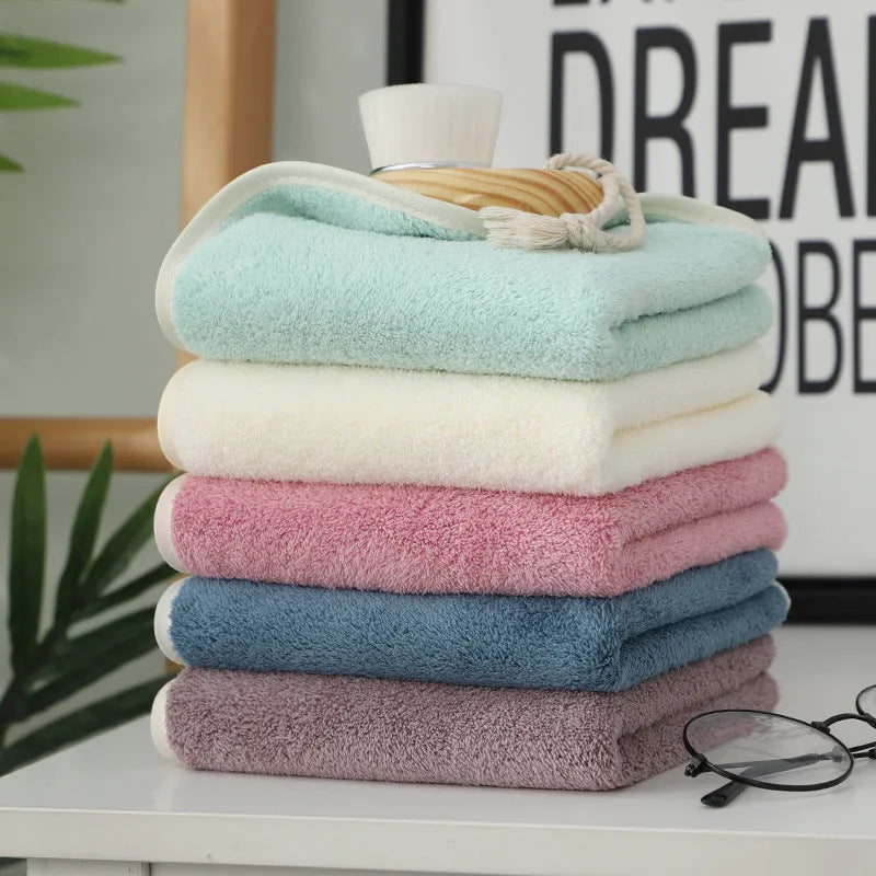 30x60cm coral fleece face towel in thickened high density weave with edging, available in nine colours