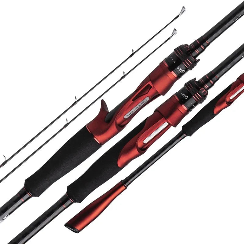Carbon ultralight fishing rod shown with straight handle and pikestaff handle options, lengths 2.1m and 2.4m.