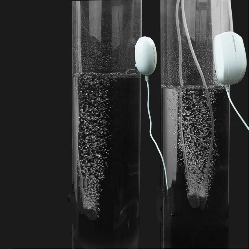White ABS aquarium air pump with single outlet and air stone for fish tank oxygenation