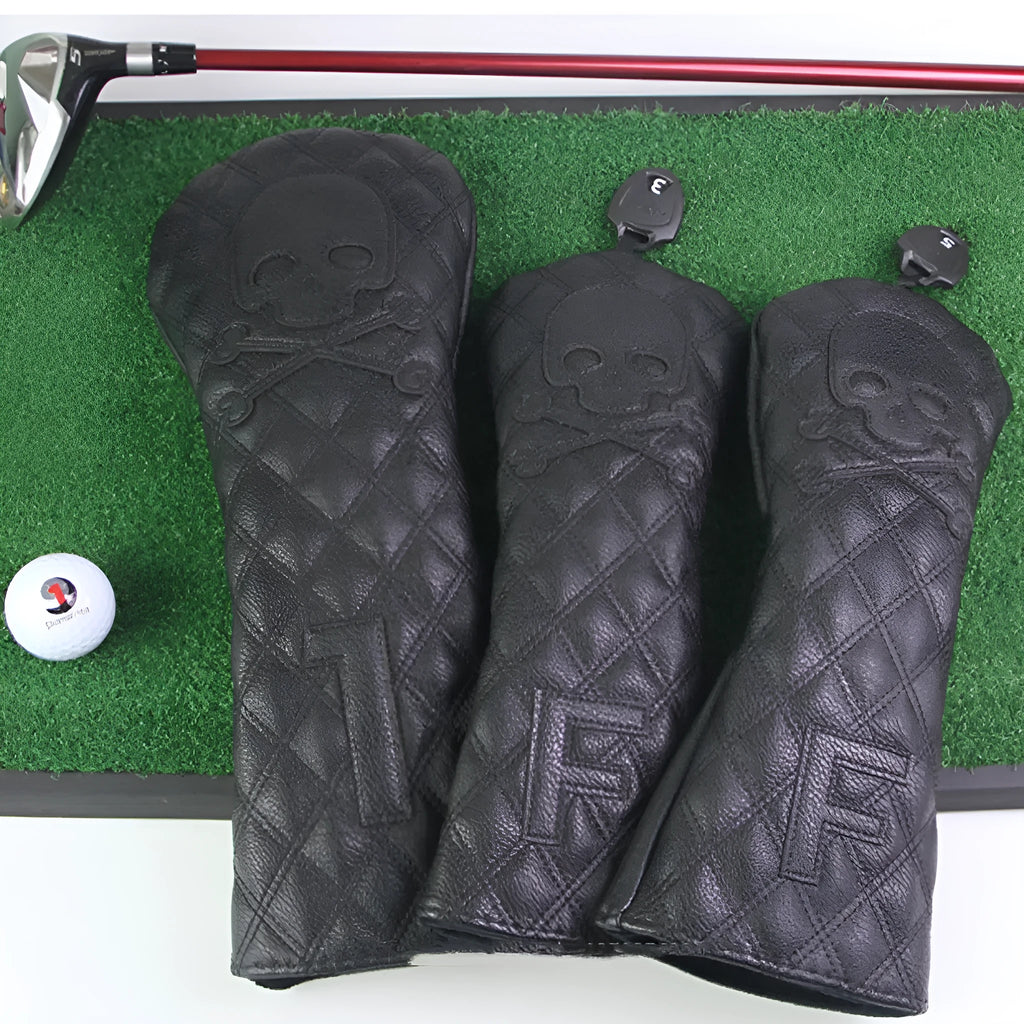 Black and white waterproof golf bag wooden pole protective cover made from PU material