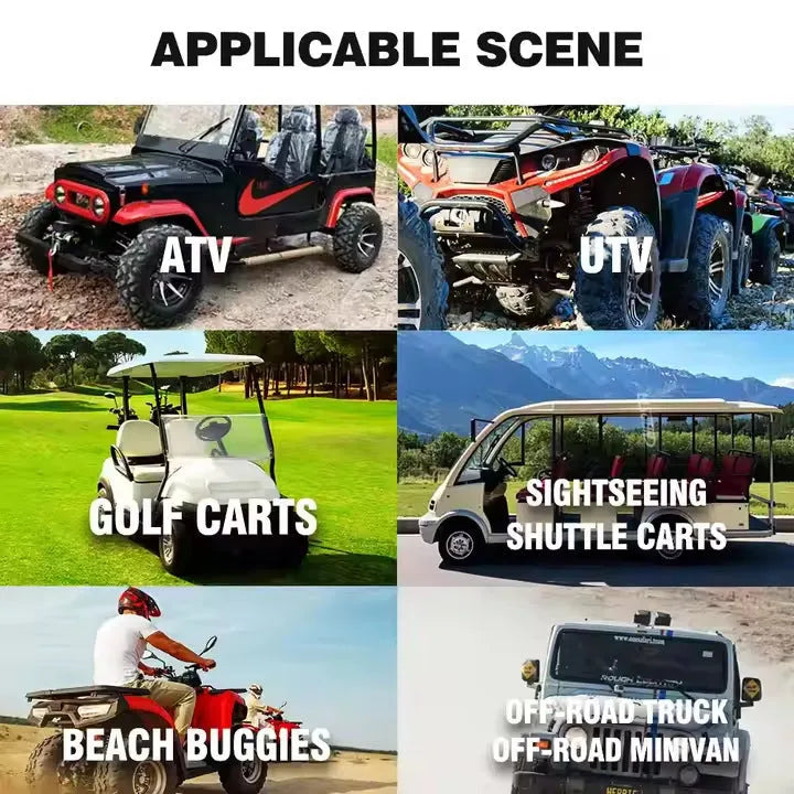 Beach car Bluetooth audio belt speaker system for golf carts and ATVs in three size options.