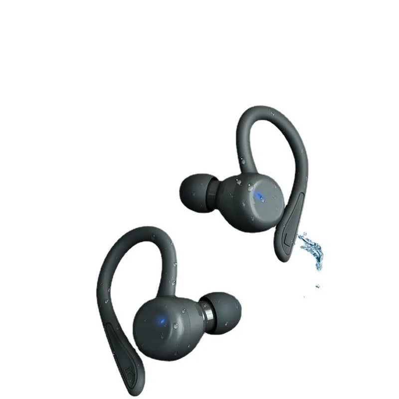 True wireless sports headphones with removable ear hooks in black, white, blue, red, and pink colours