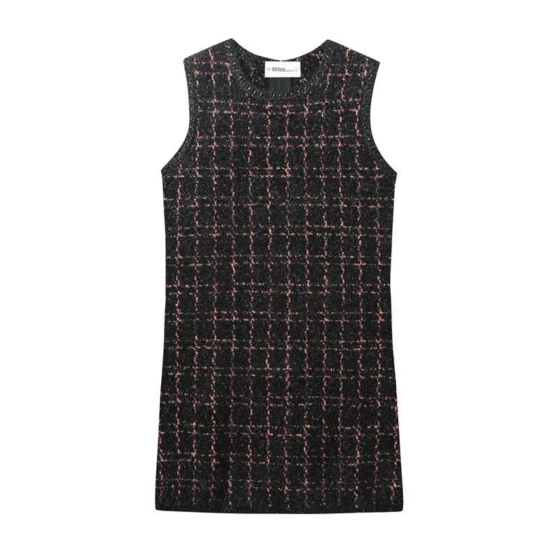 Women's slim-fit hooded knitted mini dress with pleated asymmetric skirt in mercerised cotton, picture colour