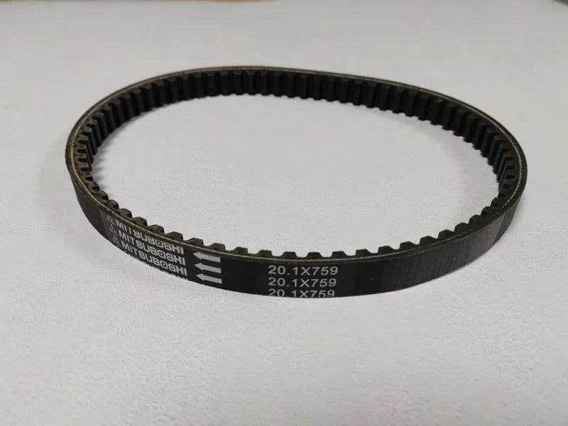 Black replacement drive belt for Jinli GP110 and Fengli VP110 motorcycles, size 20.1-759.