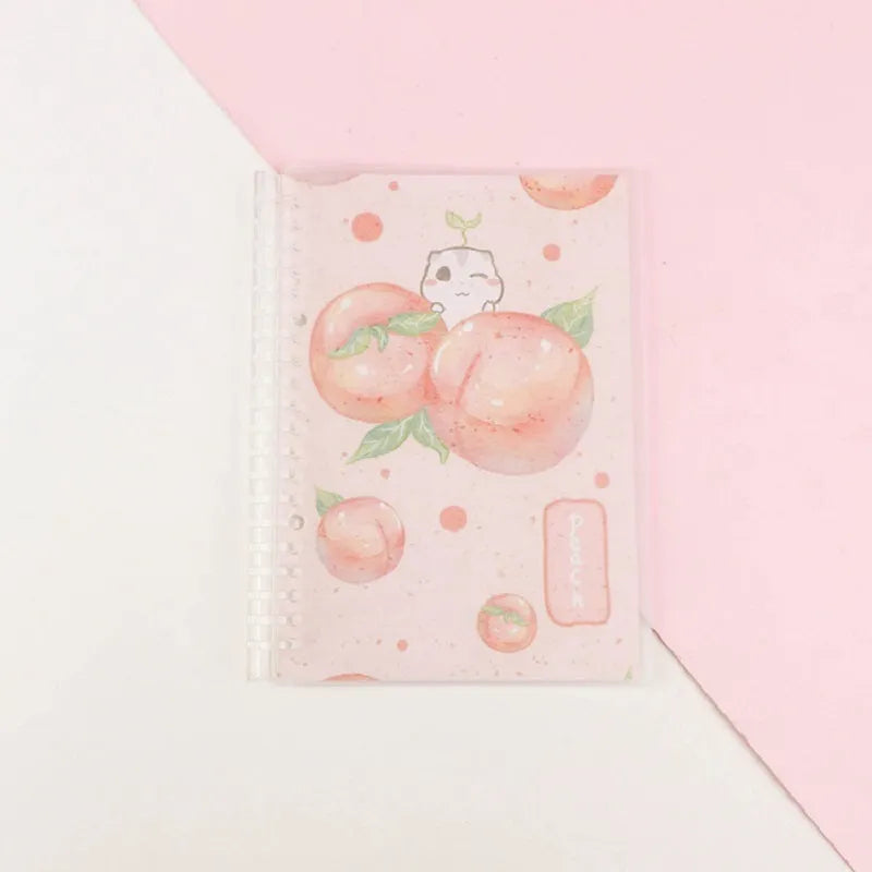 Children's hand-ledger notebook with hardcover showing animal designs including whale and fruit patterns