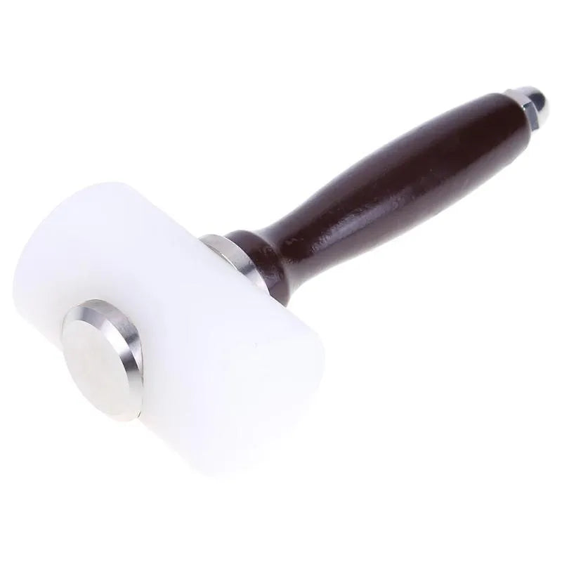 Nylon head leather carving hammer with brown wooden handle for punching and engraving