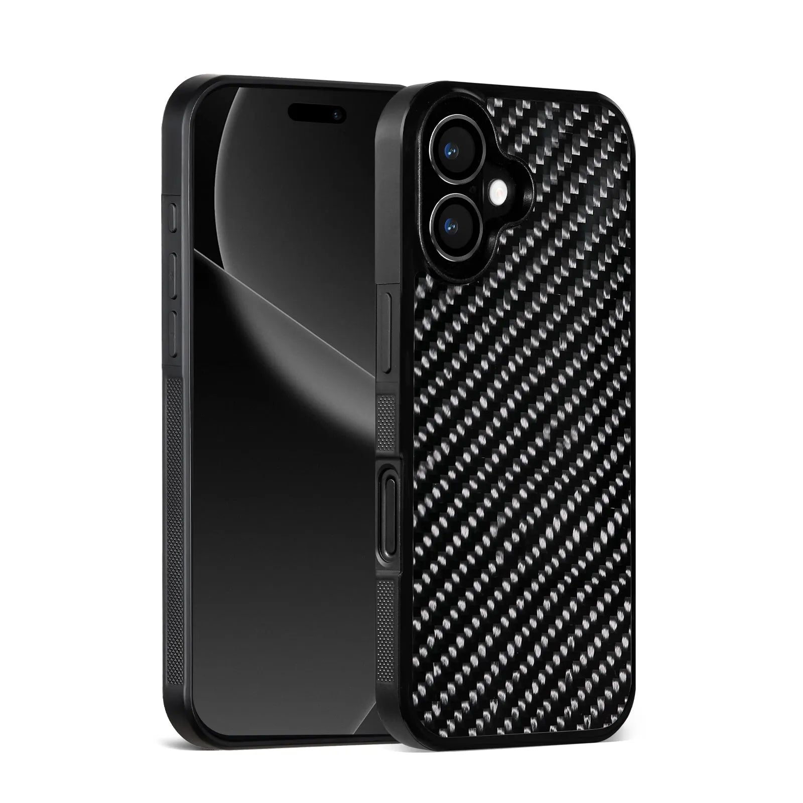 17 Series Twill Black mobile phone case for iPhone models, angled view showing textured finish