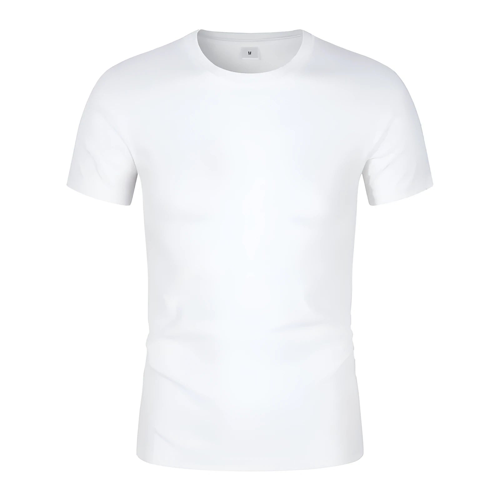 Men's white and black CVC cotton short-sleeved round neck T-shirt on size chart
