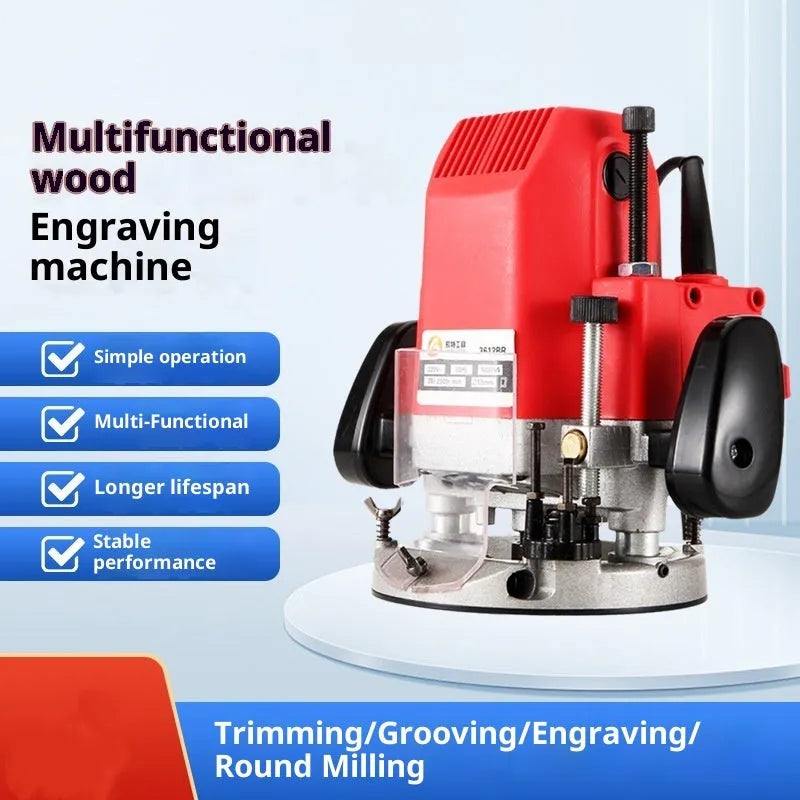 2200W handheld electric wood carving machine with 15 milling cutters and 12.7mm collet for trimming and engraving