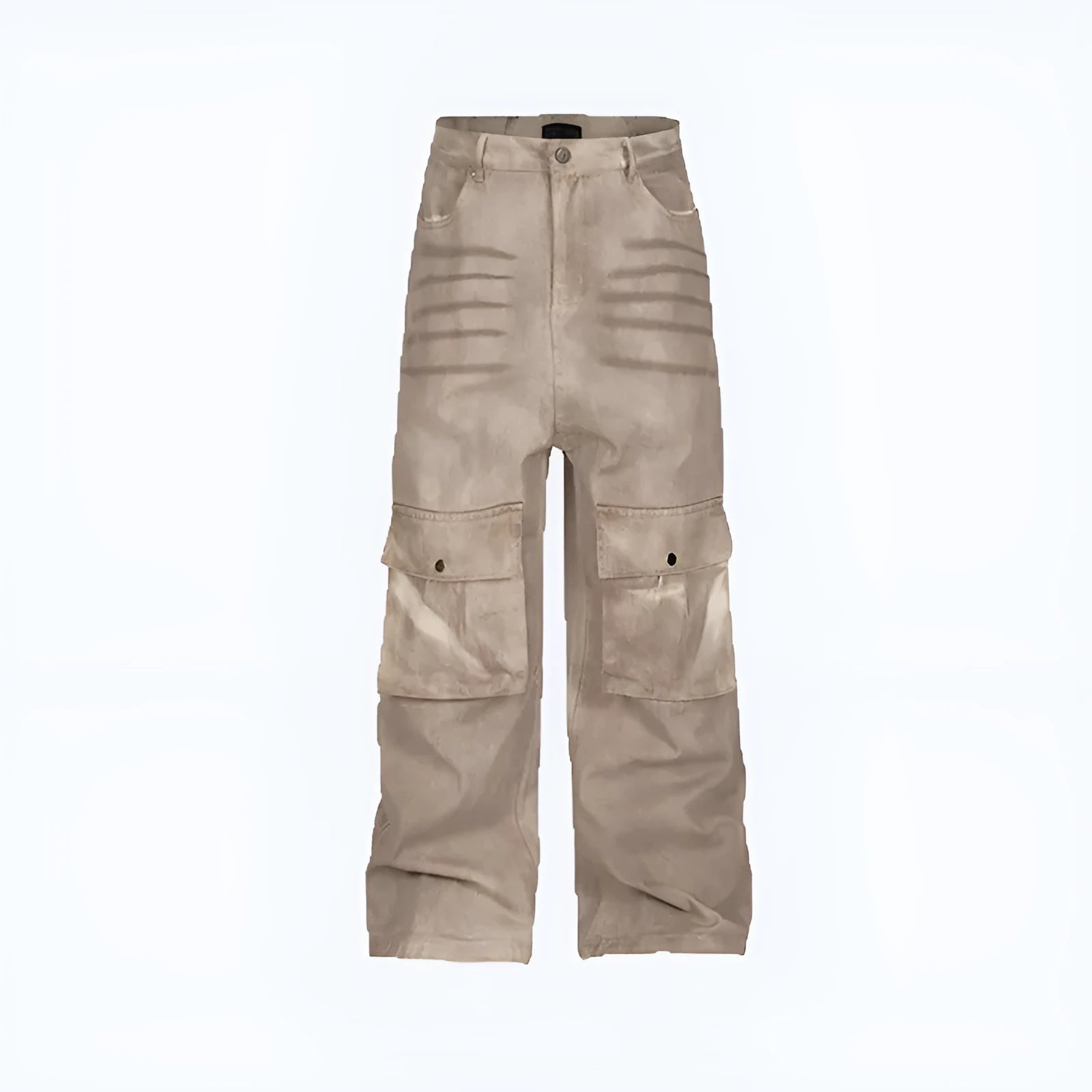 Marble dark straight leg A-line denim trousers with mid waist and zip fly front