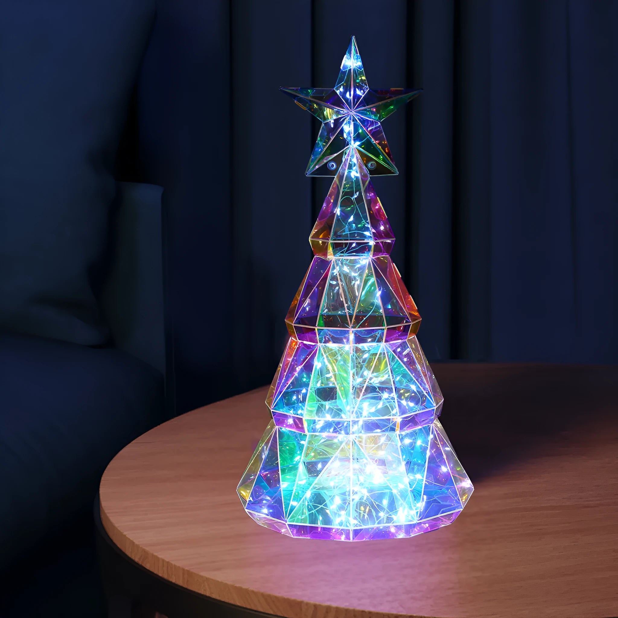 Colourful cartoon Christmas tree light decoration measuring 20cm tall
