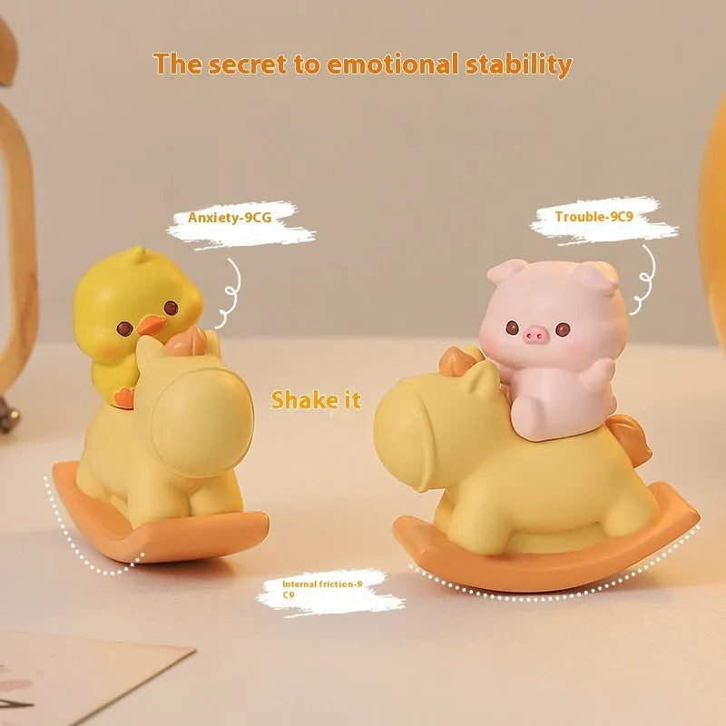 Hokey Pokey Station decompression doll desk ornament in plastic and resin, 6.5x2.5x7cm, cartoon style
