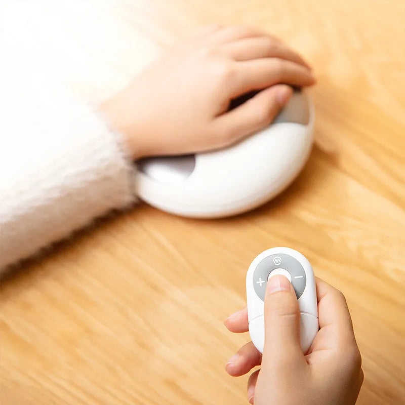 Smart electric hand massager in white with heating and pulse therapy functions for hand fatigue relief