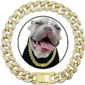 Pet dog collar necklace with diamond-style detailing, Cuban link chain, gold or silver, 20cm to 70cm