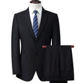 Men's slim fit business suit in black, coat and pants set, formal wear with adhesive interlining construction