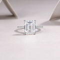 Octagonal moissanite wedding ring set on S925 silver band with platinum plating, size 7, gift box packaging