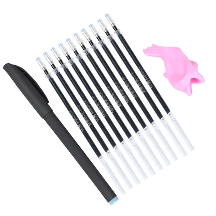 Portable automatic fading ink pen set with 0.5mm tip and blue refill cartridge