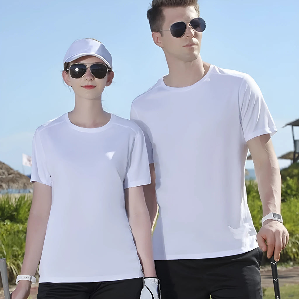 Men's loose-fitting round neck cotton T-shirt in solid black and white colours for summer casual wear