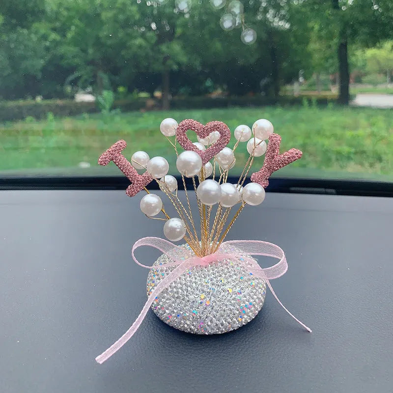 Clay diamond star car console decoration in pearl colours with heart and starry sky motifs