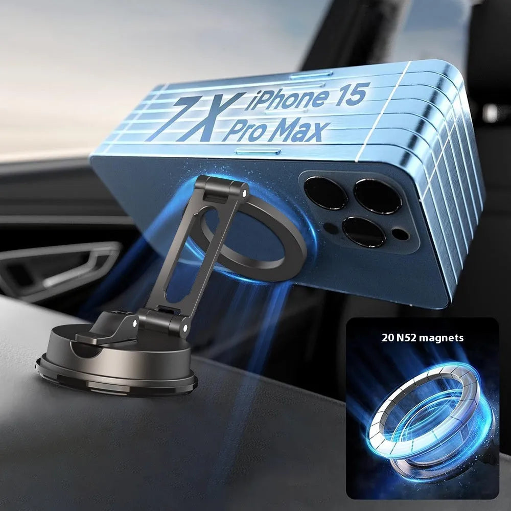 H154 black car magnetic phone holder with suction cup mount for windscreen or dashboard