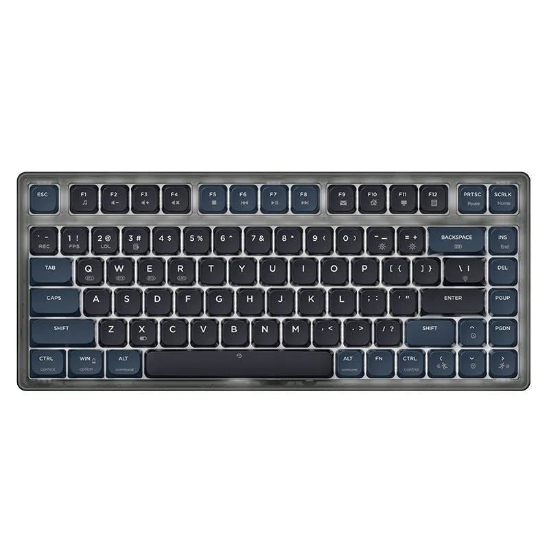Ajazz AK832PRO wired and wireless mechanical keyboard with colour screen, shown in green colour.