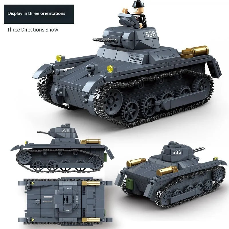 Building Block No.1 Panzer I Ausf A tank model assembly toy with small plastic blocks