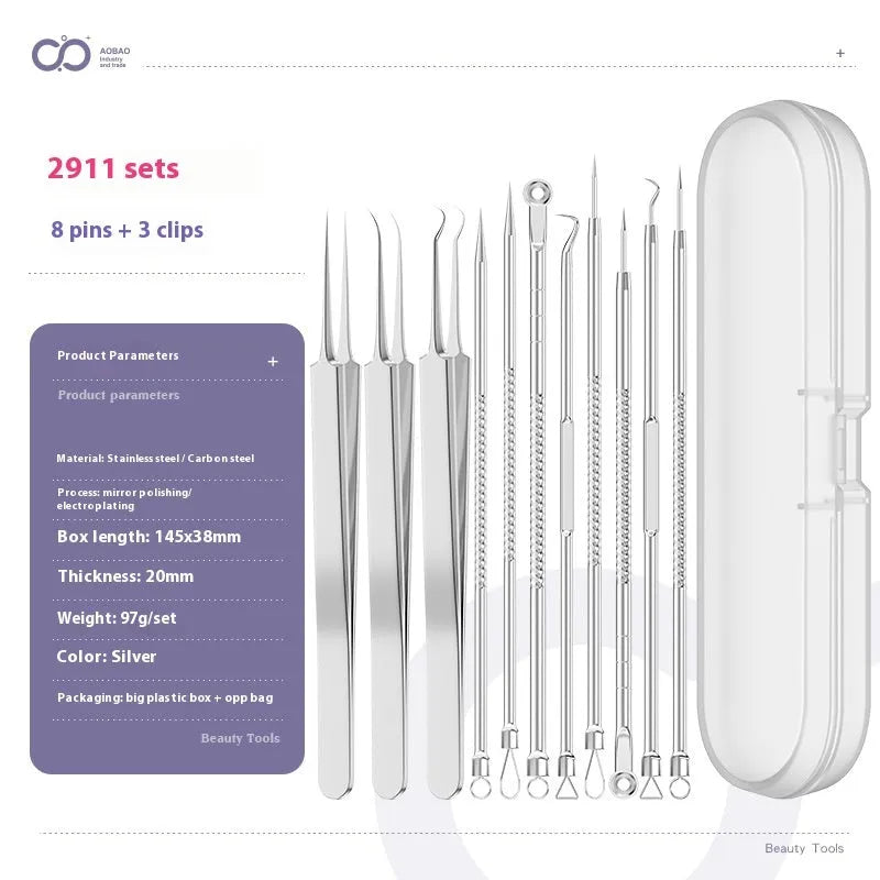4-piece metal acne needle set with ultra fine pointed tips for precise skincare application