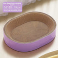 Green oval cat scratch board nest with corrugated paper texture measuring 55cm in diameter