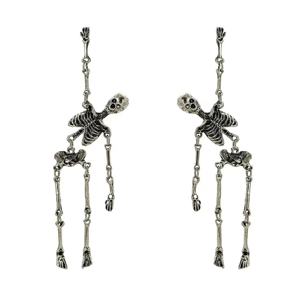 Halloween human skeleton earrings exaggerated dark wind alloy antique gold for women