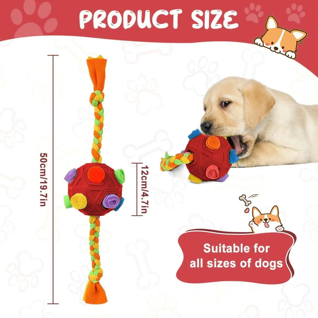 Colourful bite-resistant dog sniffing ball puzzle toy for IQ training and slow feeding.