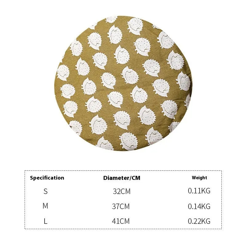 Woven cotton cat nest pet bed in brown, shown with a matching cushion inside.