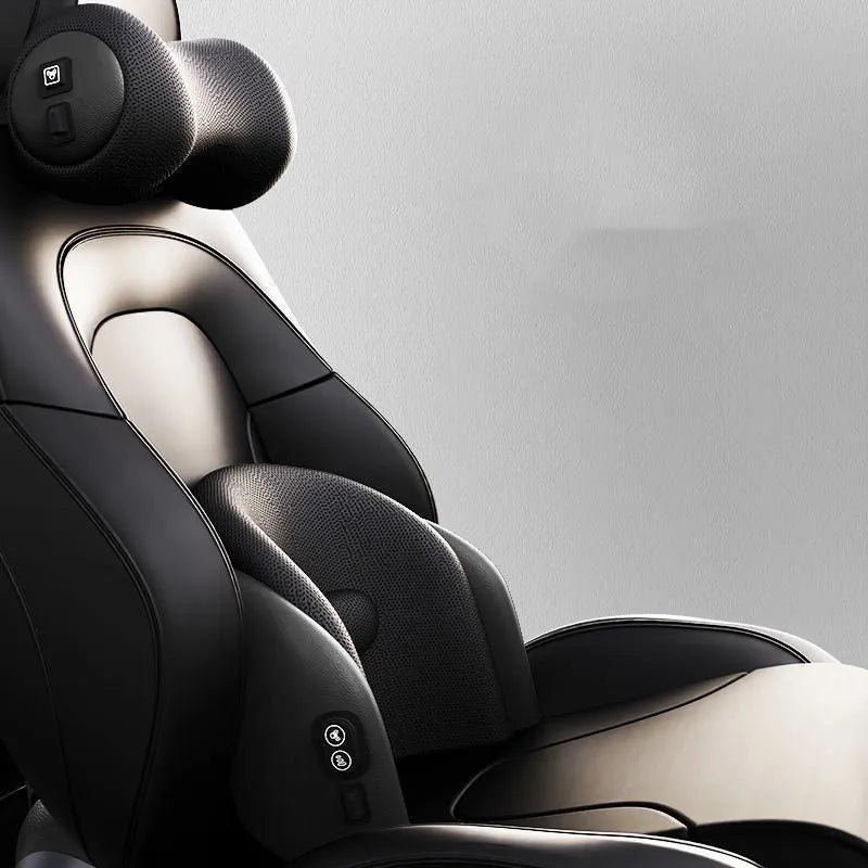 Car electric massage cushion with memory cotton construction in classic black colour on vehicle seat
