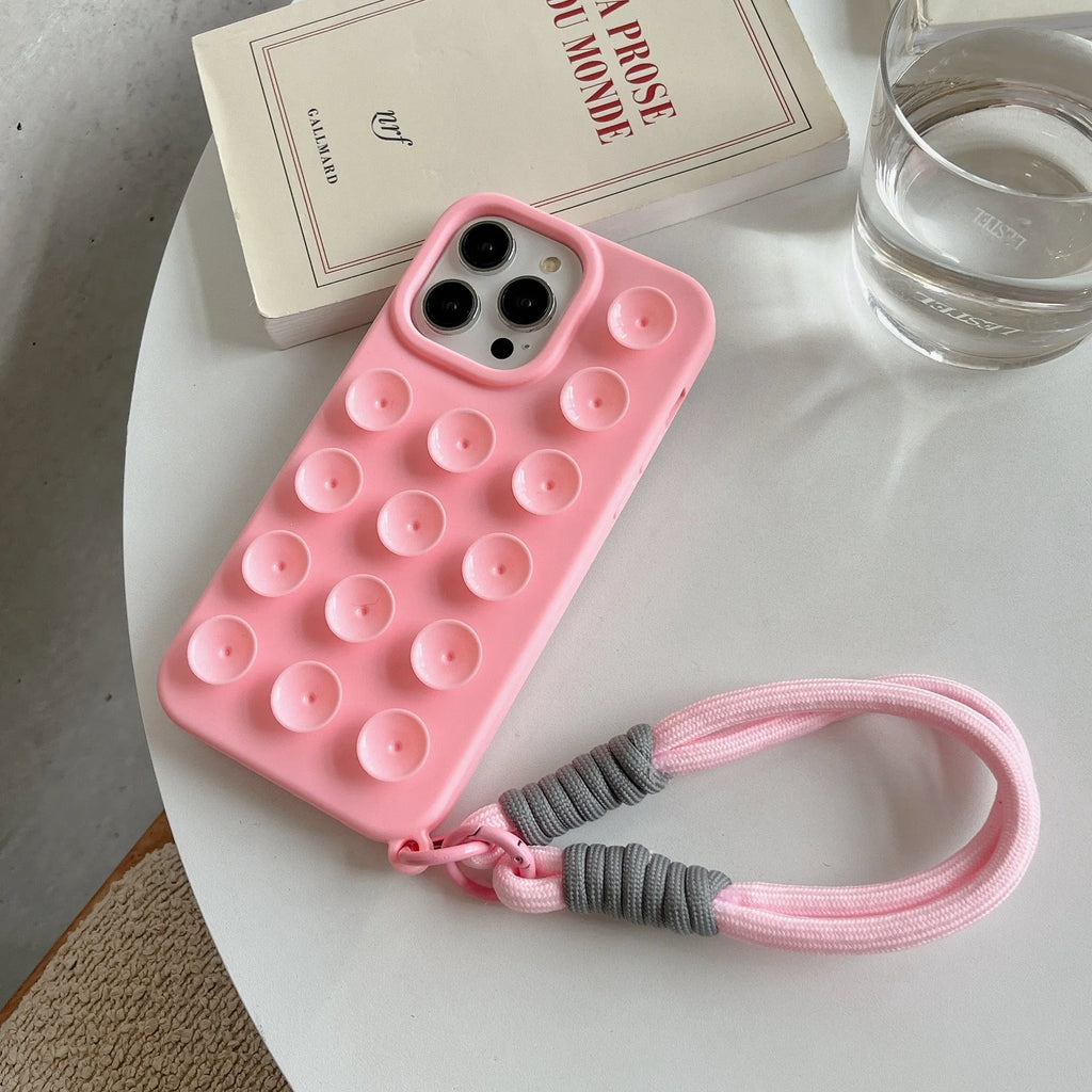 Silicone phone case with suction cup lanyard in RW Black Shell colour for iPhone 13 Pro Max