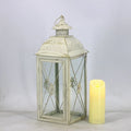 Wrought iron floor-standing storm lantern with tempered glass in black gold brush finish