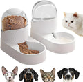White PP gravity cat feeder and water dispenser set with wave-shaped design