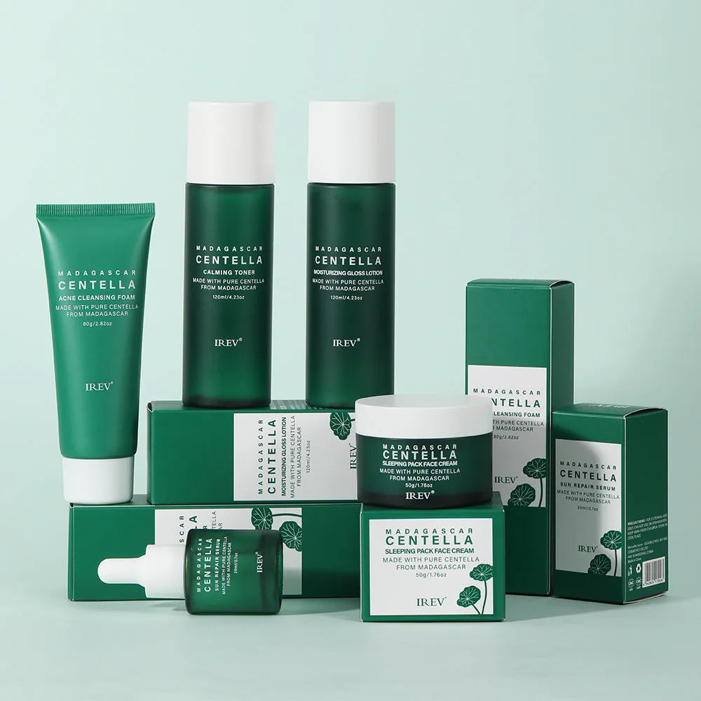 Snow Grass Centella Asiatica Combination Facial Skincare Set with five products cream toner serum mask lotion