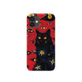Retro style cat eye design hard shell phone case for iPhone, shown in frosted and glossy finish options.