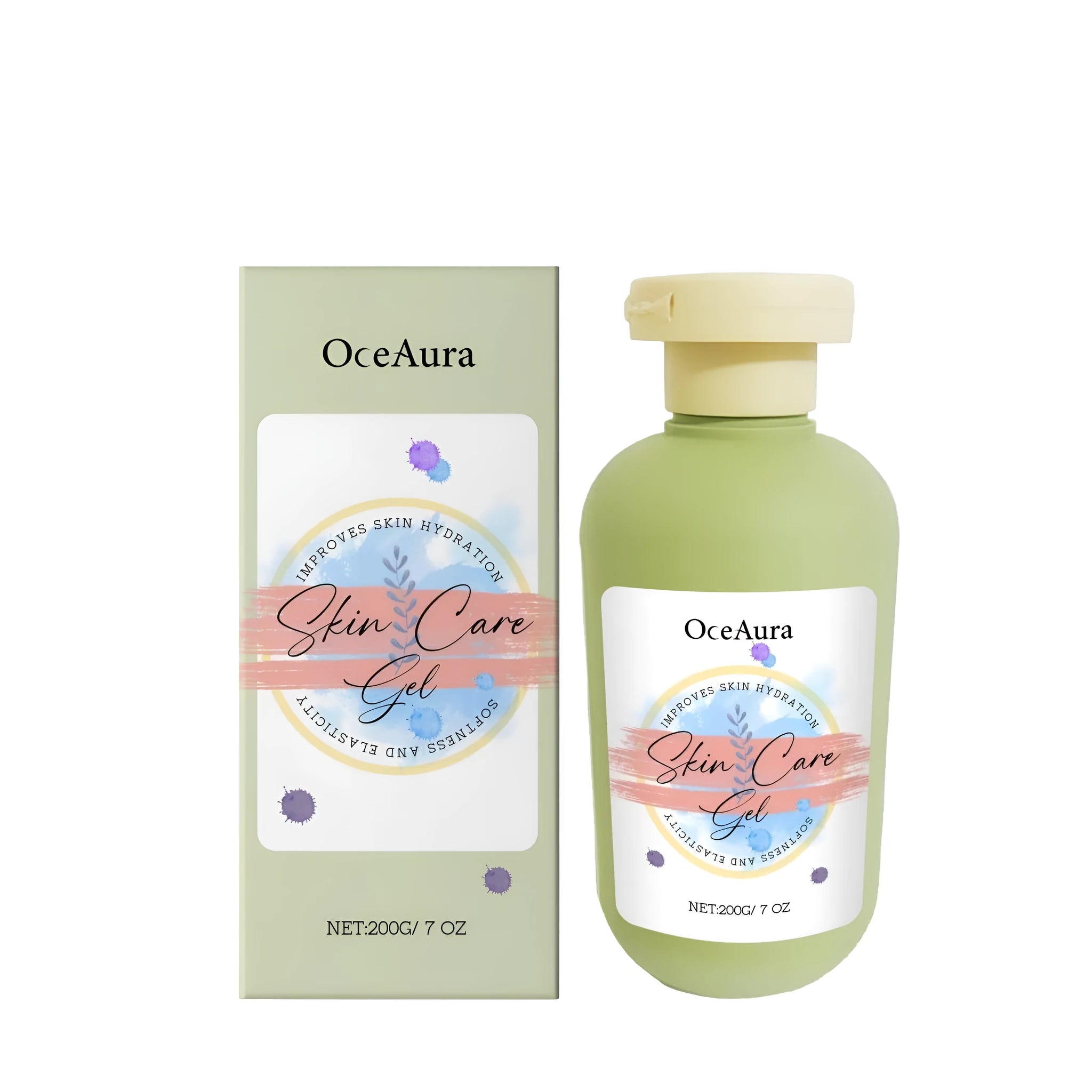 200g tube of moisturising gel containing jojoba seed oil and coconut oil for facial skincare