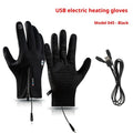 USB heating cycling gloves in constant temperature black with windproof waterproof touch screen and reflective night vision